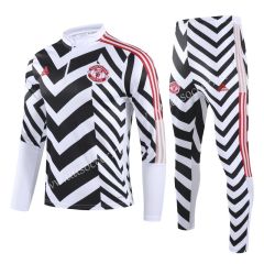 2020-2021 Manchester United Black & White Priting Thailand Tracksuit Uniform-GDP