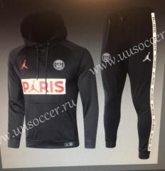 2020-2021 Jordan Paris SG Black Thailand Soccer Tracksuit Uniform With Hat-815