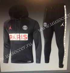 2020-2021 Jordan Paris SG Black Thailand Soccer Tracksuit Uniform With Hat-815