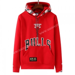 NBA Chicago Bull Red Tracksuit Top With Hat-LH