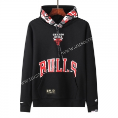 NBA Chicago Bull Black Tracksuit Top With Hat-LH
