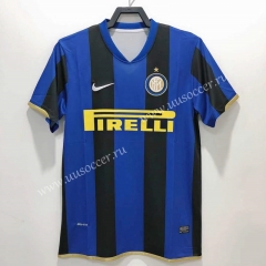 0809 UEFA Champions League Retro Version Inter Milan Goalkeeper Home Blue & Black Thailand Soccer Jersey AAA-811