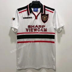 1998 Retro Version Manchester United  Away White Thailand Soccer Jersey AAA-811