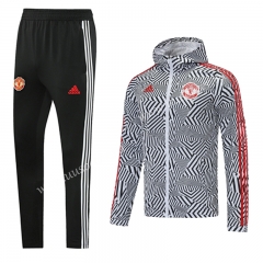 2021-2022 Manchester United Black & White Wind Coat Uniform With Hat-LH