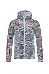 2021-2022 Manchester United Black & White Wind Coat Top With Hat-LH