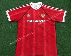 91-92 Retro Version Manchester United Home Red Thailand Soccer Jersey AAA-503