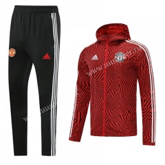 2021-2022 Manchester United Black & Red Wind Coat Uniform With Hat-LH