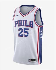 NBA Philadelphia 76ers White V Collar #25 Jersey-311