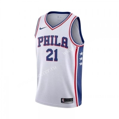 NBA Philadelphia 76ers White V Collar #21 Jersey-311