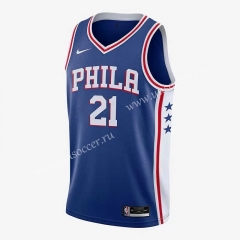 NBA Philadelphia 76ers Blue V Collar #21 Jersey-311