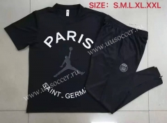 With Fly man Adv A 2021-2022 Jordan Paris SG Black Short-sleeved Thailand Soccer Tracksuit-815