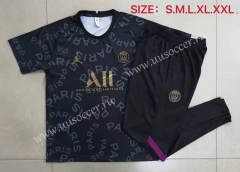 2021-2022 Jordan Paris SG Black Short-sleeved Thailand Soccer Tracksuit-815