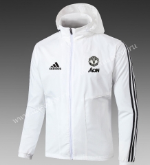 2021-2022 Manchester United White Thailand Wind Coat With Hat-GDP