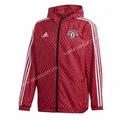 2021-2022 Manchester United Black & Red Wind Coat With Hat-GDP