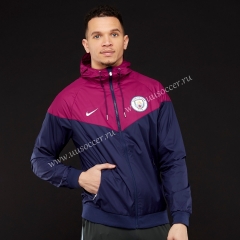 2021-2022  Manchester City Blue & Purple Thailand Wind Coat With Hat-GDP
