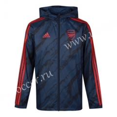 2021-2022 Arsenal Dark Blue Thailand Wind Coat With Hat-GDP