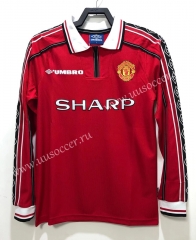 98 Retro Version Manchester United Home Red Thailand LS Soccer Jeesey AAA-811