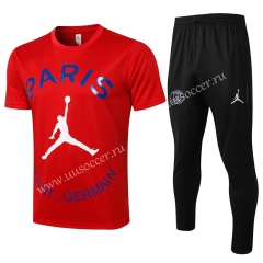 With Fly man Adv A 2021-2022 Jordan Paris SG Red Short-sleeved Thailand Soccer Tracksuit-815