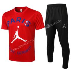 With Fly man Adv A 2021-2022 Jordan Paris SG Red Short-sleeved Thailand Soccer Tracksuit-815