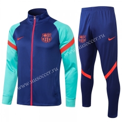 2021-2022 Barcelona CaiBlue With Green sleeev Thailand Jacket Uniform-815
