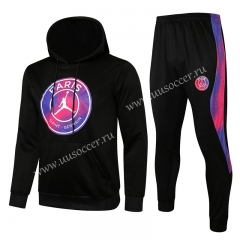 2021-2022 Jordan Paris SG Black Thailand Soccer Tracksuit Uniform With Hat-815
