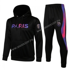 With Adv 2021-2022 Jordan Paris SG Black Thailand Soccer Tracksuit Uniform With Hat-815
