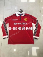 98-99 Retro Version Manchester United Home Red Thailand LS Soccer Jeesey AAA-826