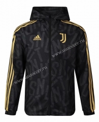 2021-2022 Juventus FC Black Thailand Wind Coat With Hat-WD