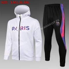 2021-22 Paris SG Jordan White Soccer Jacket Uniform With Hat-815