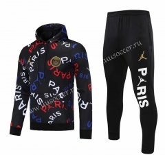 2021-2022 Jordan Paris SG Black Thailand Soccer Tracksuit Uniform With Hat-418
