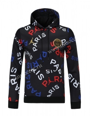 2021-2022 Jordan Paris SG Black Thailand Soccer Tracksuit Top With Hat-418