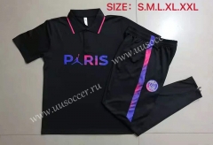 With Adv Front 2021-2022 PSG Black Thailand Polo Uniform-815