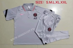 2021-2022 Jordan PSG Light Gray Thailand Polo Uniform-815