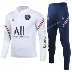 2021-2022  Paris SG White Youth/Kids Thailand Soccer Tracksuit Uniform-GDP