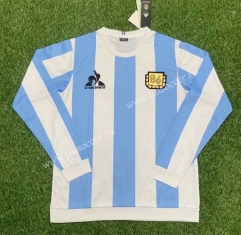 1986 Retro Version Argentina Home Blue & White LS Thailand Soccer Jersey AAA-417