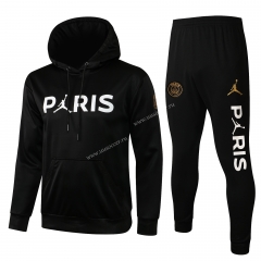 2021-22 Jordan PSG Black Thailand Soccer Tracksuit Uniform With Hat-815