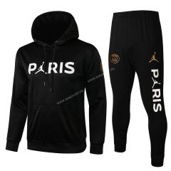 2021-22 Jordan PSG Black Thailand Soccer Tracksuit Uniform With Hat-815