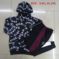 With ads 2021-22 Jordan PSG Black Thailand Soccer Tracksuit Uniform With Hat-815