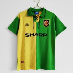 1994 Retro Version Manchester United Yellow&Green Thailand Soccer Jersey AAA-c1046