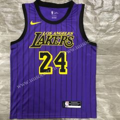 2018 Lakers NBA Purple stripes Limited #24 （BRYANT） Jersey-311