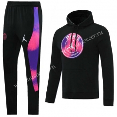 2021-22 Jordan PSG Black Thailand Soccer Tracksuit Uniform With Hat-LH（Pants logo is not the same）