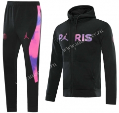 2021-22 Paris SG Black  Soccer Jacket Uniform with hat（Pants logo is different） -LH