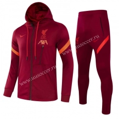 (s-3xl)2021-2022 Livepoor Red Soccer Jacket Uniform With Hat-GDP