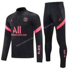 2021-22 Jordan Paris SG Black Thailand Soccer Tracksuit Uniform-CS