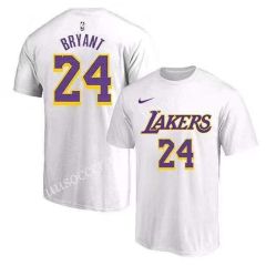 NBA Lakers White  Cotton T-shirt #24-CS