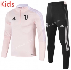 2021-2022 Juventus Pink Kids/Youth Soccer Tracksuit-GDP（No stripes on arm）