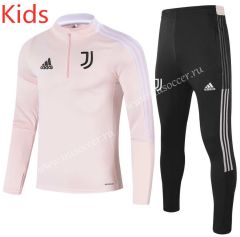 2021-2022 Juventus Pink Kids/Youth Soccer Tracksuit-GDP（No stripes on arm）