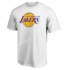 NBA Lakers White  Cotton T-shirt-CS