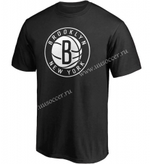 NBA Brooklyn Nets Black Cotton T-shirt-CS