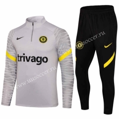 (s-3xl)21-22 Chelsea Black Thailand Soccer Tracksuit Uniform-GDP(Pants are different)